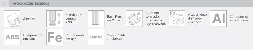 PERNA DE MESA PARA VIDRO - Ø80 MM 